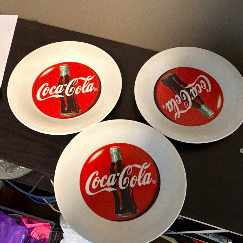 Coca-Cola Gibson saucer Set White/Red Soda Bottle Logo Advertising Dinnerware